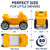Yellow Simplay3 Rugged Rider Dump Truck measures 22" long by 13.75" tall by 10.5" wide with a weight capacity of 50 lbs.