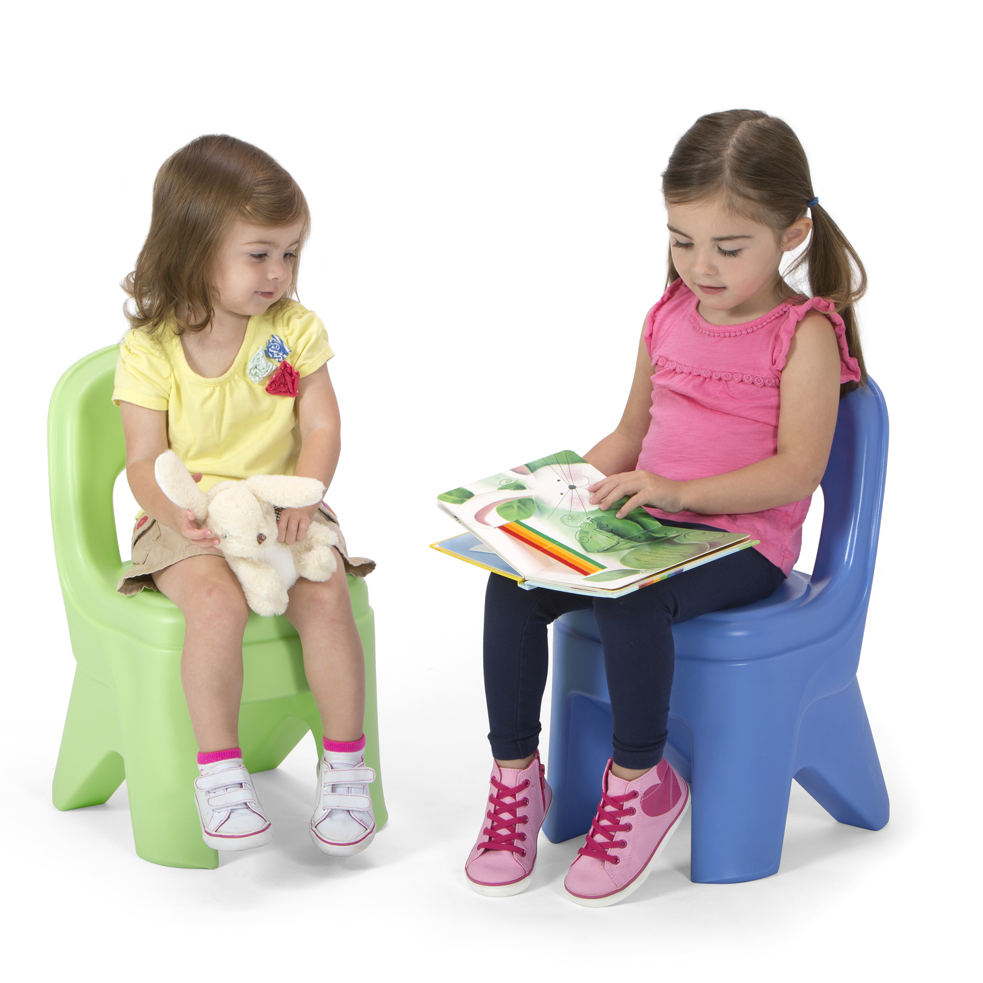 Kids Lightweight Tip-Resistant Plastic Chairs-Blue and Green