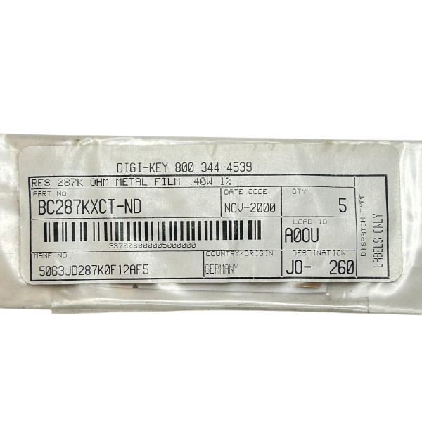 287kΩ Metal Film Resistor (1%, 1/4W)