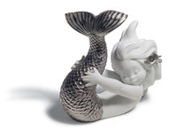 Playing at Sea Mermaid Figurine. Silver Lustre. 01008545