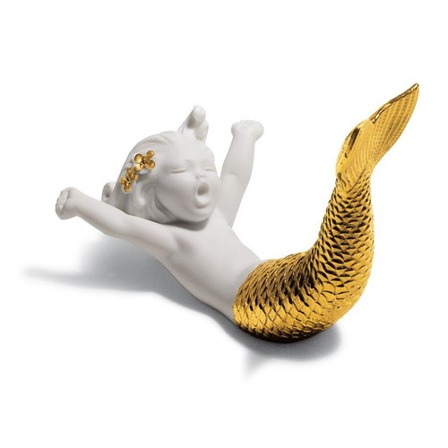 Waking up at Sea Mermaid Figurine. Golden Lustre 01008561