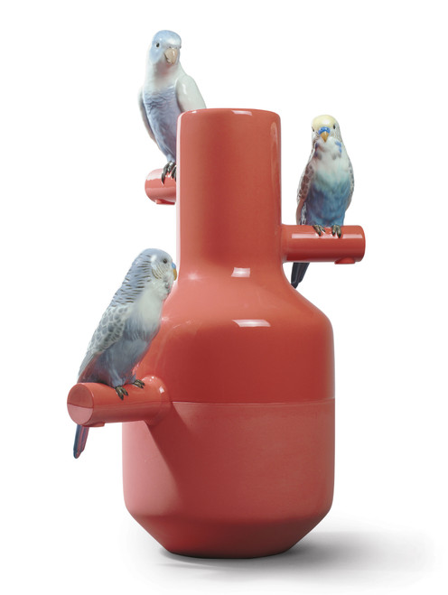 Parrot Parade Vase. Coral  01007846