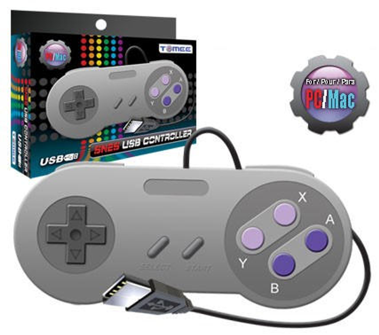 Link-e : 2 X Manette de Jeu USB au Design Super Nintendo/SNES compatible  PC/MAC (Boutons Violets)