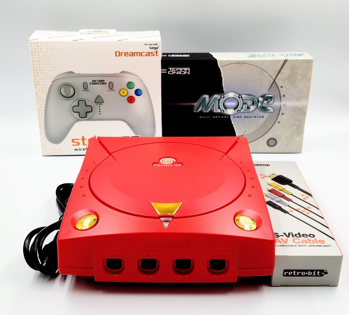 Upgraded Sega Dreamcast Console MODE Bundle w/ Premium Red