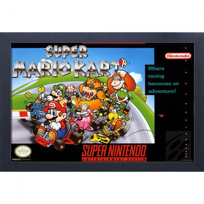 Super Mario Kart Box Art Framed Gel Coated Poster Stone Age Gamer