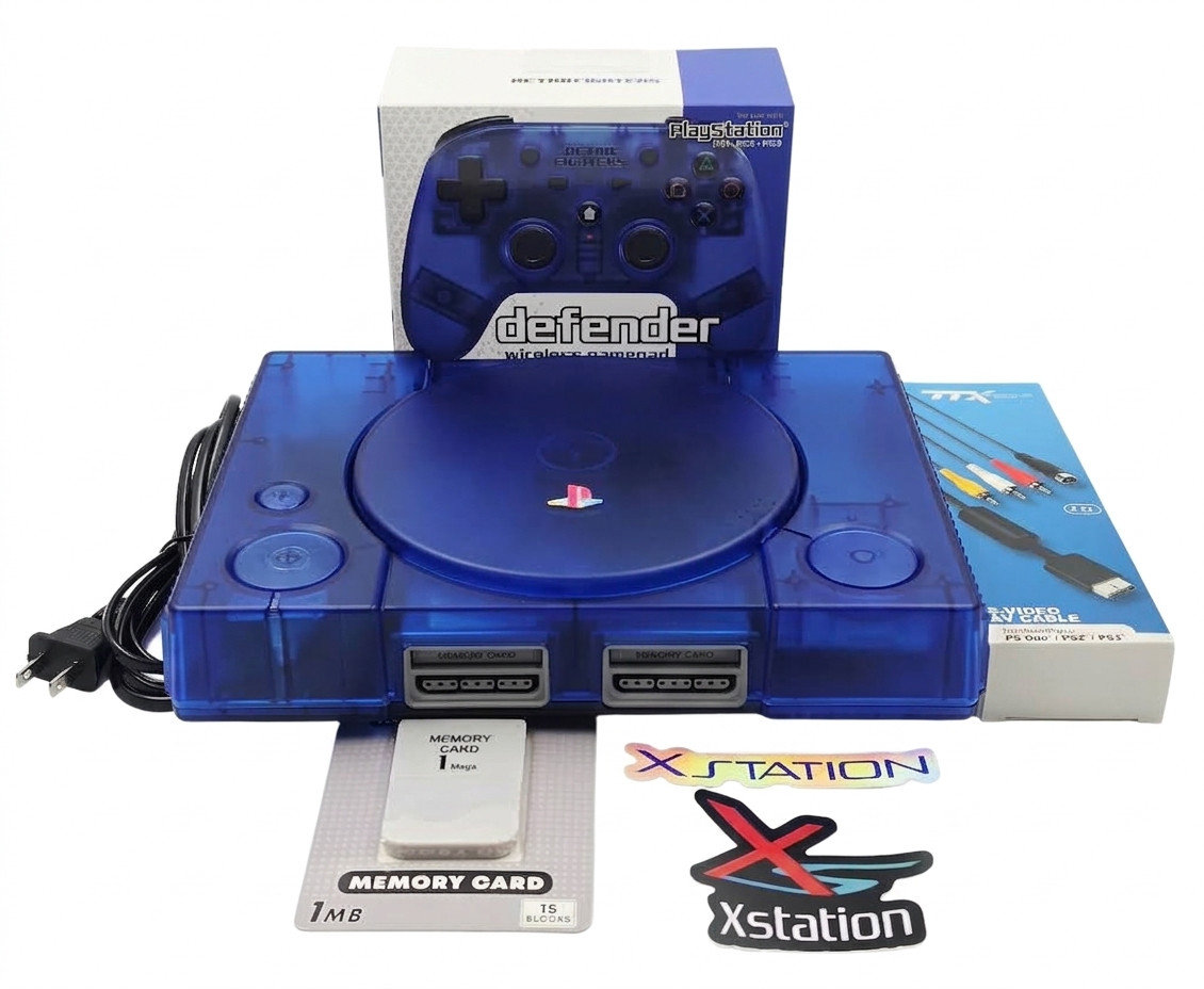 プレイステーションPSポケットステーション/ブルー Clear Blue PlayStation 1 Console & xStation Bundle - Stone Age Gamer