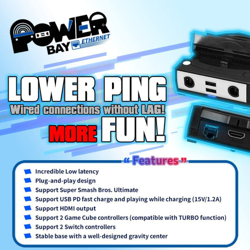 Power Bay Ethernet Portable Station Nintendo w GameCube Controller Support - - Stone Age Gamer