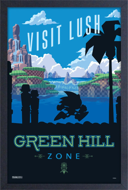 Sonic the Hedgehog "Visit Green Hill Zone" Framed Gel Coated Poster