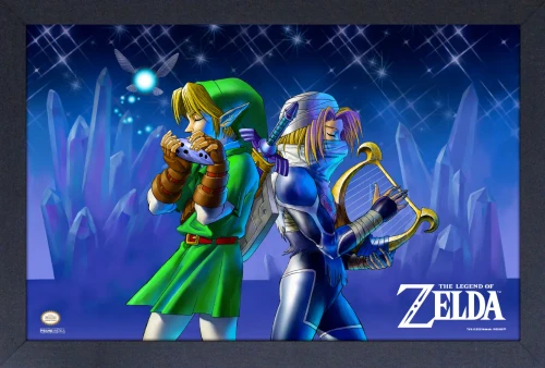 The Legend of Zelda: Ocarina of Time "Link & Sheik - Instruments" Framed Gel Coated Poster