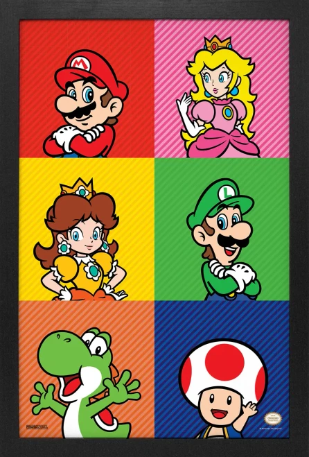 Super Mario "Friends" Framed Gel Coated Poster