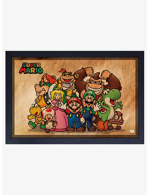 Super Mario "Old Paper" Framed Gel Coated Poster