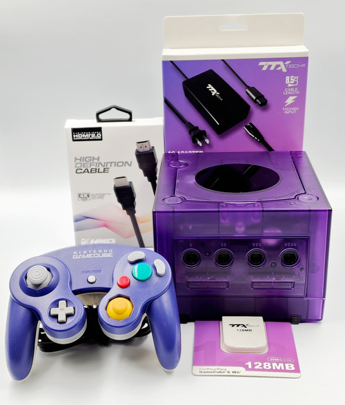 GameCube w/ New Clear Purple Shell HD Compatible Console Bundle