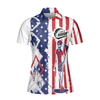 Golf Women Polo Shirt, I Like It Rough Golf Short Sleeve Women Polo Shirt, Cool American Flag Argyle Pattern Golf Shirt For Ladies