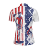 Golf Women Polo Shirt, I Like It Rough Golf Short Sleeve Women Polo Shirt, Cool American Flag Argyle Pattern Golf Shirt For Ladies