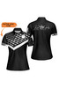 Custom Personalized Bowling Pattern American Flag Women Polo Shirt, King Pins Pro Shop Custom Short Sleeve Shirt For Female