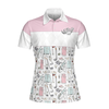 Golf Life In Pink Short Sleeve Women Polo Shirt, Golf Pattern Polo Shirt For Ladies, Golf Shirt For Ladies