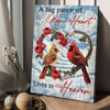 Cardinal Bird, A Big Piece Of My Heart Lives In Heaven, Poster Decor Poster and Canvas