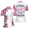 Women Polo Shirt, Cooking Is Like Golf Slice Chip And Put On Some Greens Women Polo Shirt, Argyle Pattern Funny Golf Polo Shirt For Ladies