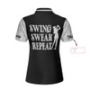 Custom Swing Swear Repeat Custom Short Sleeve Women Polo Shirt, Black And White Golf Shirt For Female Players - Perfect Gift For Women