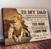 Lion Poster, Dad And Son, To My Dad So Much Of Me Is Made From What I Learned From You Poster and Canvas