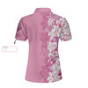 Custom Golfer Flower Pink Custom Short Sleeve Women Polo Shirt, Personalized Floral Golf Shirt For Ladies, Best Gift For Golfers