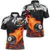 Custom Billiard Red 8 Multicolor Ball Fire Flame Grunge Pattern Customized Name, Team Name 3D Polo Shirt