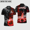 Custom Billiard Multicolor Turquoise Grunge Stains 8 Ball Pool Customized Name, Team Name 3D Polo Shirt