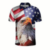 Customized 3D All Over Print Patriotic American Design With Eagle Polo Shirt, Idea Shirt for Men in Independence Day