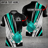 Custom Bowling Ball And Pins Flame Grunge Multicolor Option Customized Name, Team Name 3D Polo Shirt
