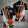 Custom Bowling Ball And Pins Flame Grunge Multicolor Option Customized Name, Team Name 3D Polo Shirt