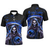 Personalized Bowling And Pins Grim Reaper Customized Name, Team Name 3D Polo Shirt For Men