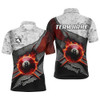 Personalized Billiard Grey Grunge Fire 8 Ball Pool Cue Customized Name, Team Name 3D Polo Shirt For Men