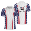 Personalized Patriotic Golf Texture Short Sleeve Skull USA Flag Golf Men Polo Shirt