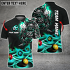 Custom Billiards Flame Samurai Personalized Name, Team Name Polo Shirt, Perfect Shirt for Billiard Player