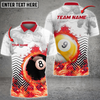 Personalized Billiards White Fire Flame Smoke Multicolor Option, Personalized Name Team Polo Shirt