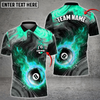 Custom Coolspod Billiards 8 Ball Fire Watercolor Personalized Name, Team Name Multi Color Polo Shirt