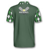 Custom Tennis Heartbeat Pulse Line Green Argyle Plaid Customized Name All Over Printed Polo Shirt