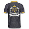 Custom Tennis Balls Pattern Crown Emblem Customized Name All Over Printed Polo Shirt, Tennis Shirt