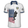 Custom Tennis Player Silhouette American Flag Customized Name All Over Printed Polo Shirt