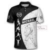 Custom Tennis Silhouettes Black White Version Customized Name All Over Printed Polo Shirt