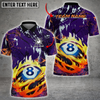 Custom Billiards 8 Ball Fire Abstract Grunge Personalized Name 3D Polo Shirt, Idea Gift for Billiards Lovers