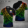 Custom Polynesian Pattern Bowling And Pins Multicolor Option Customized Name 3D Polo Shirt, Bowling Polo Shirt