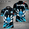 Custom Bowling And Pins Breath Of Thunder Multicolor Option Customized Name 3D Polo Shirt, Gift for Bowler