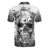 Skull Crow Black And White Short Sleeve Polo Shirt, Dark Forest Skull Crow Shirt For Men, Best Polo Shirt For Halloween - Perfect Gift For Men