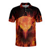American Eagle Fiery Cool Polo Shirt, Fire Pattern Full Printed Shirt, Gift for Men
