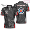 Custom Archery Target Red Black Grunge Style Custom Archery Polo Shirts for Men