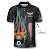 Custom Billiards Pool Flame 8 Ball USA Flag Custom Billiard Shirts for Men