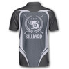 Custom Billiard Grey Honeycomb Pattern Emblem Custom Billiard Shirts for Men, Custom Billiard Shirts for Team, Billiard Polo Shirts