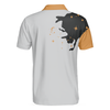 Men Polo Shirt - Bowling Astronaut in Space Short Sleeve Polo Shirt, White and Gold Bowling Shirt For Men - Best Polo Shirt For Men