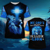 Jesus Christ My God's Not Dead He's Livin' On The Inside Roaring Blue Lion All Over Printed Shirts